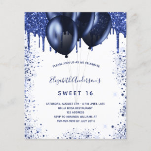 Sweet 16 Marineblau-Weiß-Haushaltseinladung Flyer
