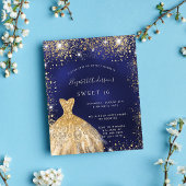 Sweet 16 marineblaue Goldkleid Einladung