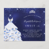 Sweet 16 marineblaue Kleid Tiara Haushaltseinladun (Vorderseite)