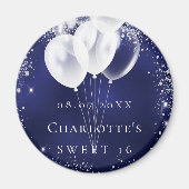 Sweet 16 marineblaue Silberballons Save the Date Magnet (Vorne)