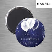 Sweet 16 marineblaue Silberballons Save the Date Magnet