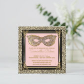 Sweet 16 Masquerade | 16 . Geburtstag Pink Gold Einladung (Stehend Vorderseite)