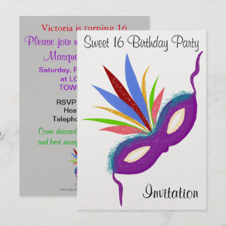 Sweet 16 Masquerade Ball Lila Party Maske Einladung