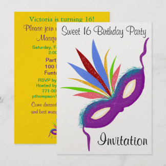 Sweet 16 Masquerade Ball Lila Party Maske Einladung