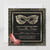 Sweet 16 Masquerade Ball| Rosa Gold 16 . Geburtsta Einladung (Vorderseite)