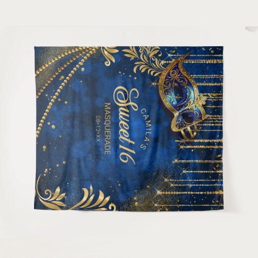 Sweet 16 Masquerade Blue Foto Backdrop ID1032 Wandteppich (Vorderseite (Horizontal))
