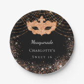 Sweet 16 Masquerade Glitzer Pappteller (Vorderseite)