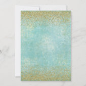 Sweet 16 Masquerade Gold Glitzer und Aqua Einladung (Rückseite)