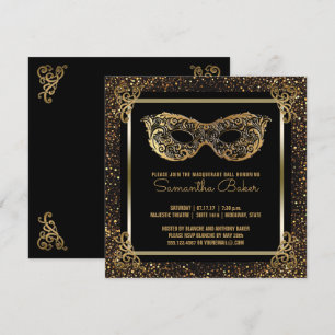 Sweet 16 Masquerade Party   16 . Geburtstag Gold Einladung