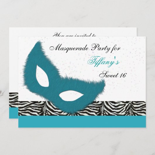 Sweet 16 Masquerade Party Einladung (Vorne/Hinten)