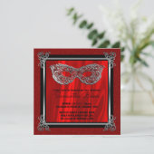 Sweet 16 Masquerade | Red 16 . Geburtstag Birthday Einladung (Stehend Vorderseite)