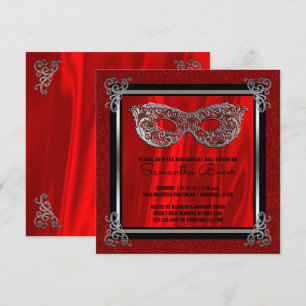 Sweet 16 Masquerade   Red 16 . Geburtstag Birthday Einladung