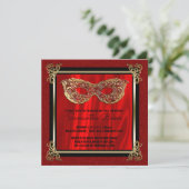 Sweet 16 Masquerade | Red 16 . Geburtstag Birthday Einladung (Stehend Vorderseite)