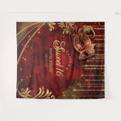 Sweet 16 Masquerade Red Gold Foto Backdrop ID1032 Wandteppich (Vorderseite (Horizontal))