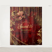 Sweet 16 Masquerade Red Gold Foto Backdrop ID1032 Wandteppich (Vorderseite)