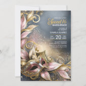 Sweet 16 Masquerade Rose Gold ID1032 Einladung (Vorderseite)