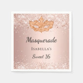 Sweet 16 masquerade Rose Goldmaske Party Serviette (Vorderseite)