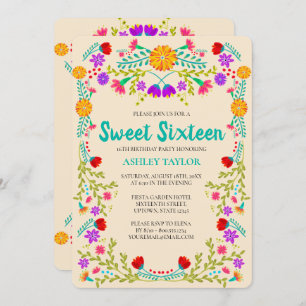 Sweet 16 Mexican Fiesta Champagne Floral Geburtsta Einladung