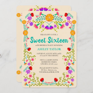 Sweet 16 Mexican Fiesta Champagne Floral Geburtsta Einladung