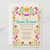 Sweet 16 Mexican Fiesta Papel Picado Champagne Einladung (Vorderseite)