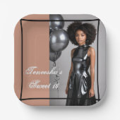 Sweet 16 Mocha Brown Plate – Custom Text/Photo Pappteller (Vorderseite)