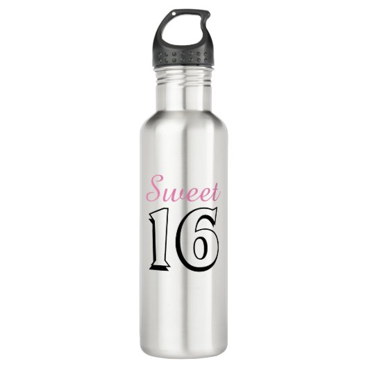 Sweet 16 Modern Chic Girly Pink Geburtstag Edelstahlflasche (Vorderseite)