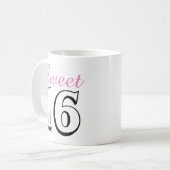 Sweet 16 Modern Chic Pink Geburtstagsgeschenk Kaffeetasse (Vorderseite Links)