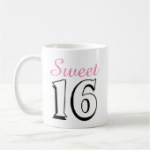 Sweet 16 Modern Chic Pink Geburtstagsgeschenk Kaffeetasse (Links)