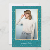 Sweet 16 Modern Script Gold Foil Aquamarin Geburts Einladung (Rückseite)