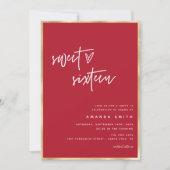 Sweet 16 Modern Script Gold Foil Red Birthday Einladung (Vorderseite)