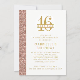 Sweet 16 Moderne Elegante Rose Gold Pink Glitzer Einladung