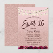Sweet 16 Moderne Rose Gold Blumenstrauß Einladung (Vorne/Hinten)