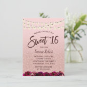 Sweet 16 Moderne Rose Gold Blumenstrauß Einladung (Stehend Vorderseite)