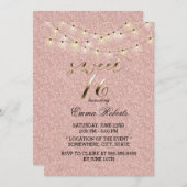 Sweet 16 Moderne Rose Gold Glitzer String Lights Einladung (Vorne/Hinten)