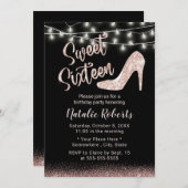 Sweet 16 Moderne Rose Gold High Heel Girl Birthday Einladung (Vorne/Hinten)