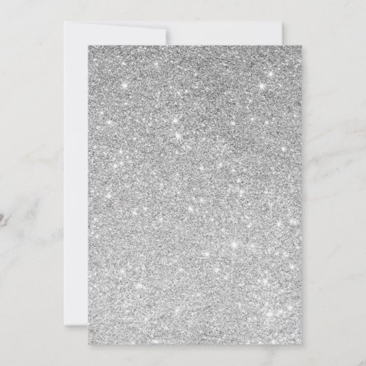 Sweet 16 Moderne Silver Glitzer String Lights Einladung (Rückseite)