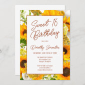 Sweet 16 Moderne Sonnenblume Einladung (Vorne/Hinten)