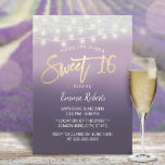 Sweet 16 Moderner Lila Ombre Silver Glitzer Einladung<br><div class="desc">Sweet 16 Moderne Lila Ombre Silver Glitzer String Lichter Einladungen.</div>