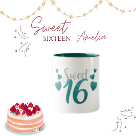Sweet 16, Moderner Trending Text Type Zweifarbige Tasse