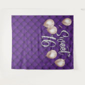 Sweet 16 Modernes Silver Script Luxury Lila Tufted Wandteppich (Vorderseite (Horizontal))