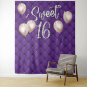 Sweet 16 Modernes Silver Script Luxury Lila Tufted Wandteppich (Beispiel)