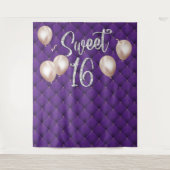 Sweet 16 Modernes Silver Script Luxury Lila Tufted Wandteppich (Vorderseite)