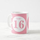 Sweet 16 monogramm name Rosa und Weiß Kaffeetasse (Vorderseite Links)