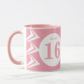 Sweet 16 monogramm name Rosa und Weiß Tasse (Links)