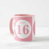 Sweet 16 monogramm name Rosa und Weiß Tasse (Vorderseite Links)