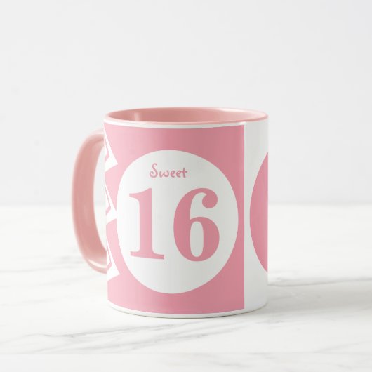 Sweet 16 monogramm name Rosa und Weiß Tasse (Vorderseite Links)