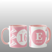Sweet 16 monogramm name Rosa und Weiß Tasse