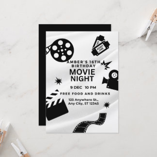 "Sweet 16 Movie Night Bash Einladung