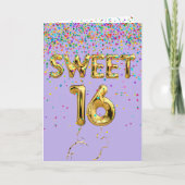 Sweet 16 Mylar Balloons und Confetti Karte (Vorderseite)