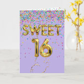 Sweet 16 Mylar Balloons und Confetti Karte (Gelbe Blume)